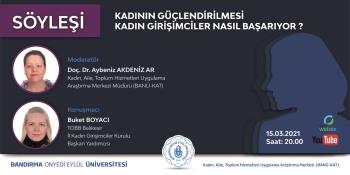 Kadın Aile ve Toplum Hizmetleri Uygulama ve Araştırma Merkezi (BANÜ-KAT) tarafından “Kadının Güçlendirilmesi-Kadın Girişimciler Nasıl Başarıyor?” Konulu Söyleşi Düzenleniyor